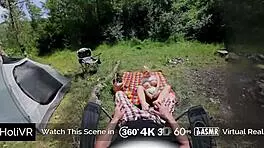 holivr busty blonde gets fucked and jizzed at picnic