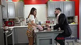 Swaying my boss with my teen 18+ stepdaughter