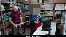 Girlfriend fucked by mall cop for shoplifting 😈