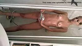 This sexy teen 18+ brunette is taking a shower, looking so hot 😍