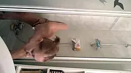 This sexy teen 18+ brunette is taking a shower, looking so hot 😍