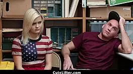 Girlfriend fucked by mall cop for shoplifting 😈