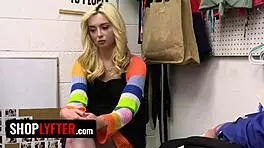 Petite Blonde Thief Submits To Mall Guard Domination