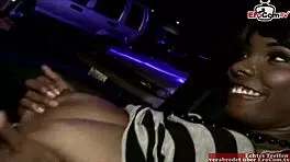 Black ebony slut with big natural tits pick up at the street