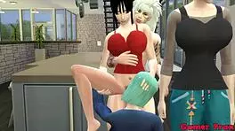 hinata and friends have wild orgy in kitchen