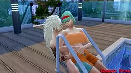 hinata's friend is masturbating at the pool, and i, madara, offer to help by fucking her ass hard