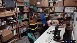 Skinny teen caught shoplifting at the office, negotiates her freedom