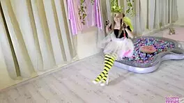 petite girl in bee costume licks honey and sucks my cock