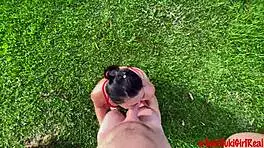 sukisukigirl chokes on deepthroat creampie outdoors