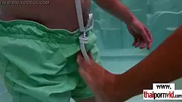 asian european couple get so horny after pool fun!