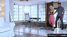 sexy babysitter aspen offers her shaved pussy to the big cock