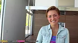 Short Haired Teen Gets Ass Teased by Huge Cock