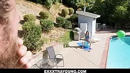 fitness chick lily glee is having her own training regiment when she saw brad who is also a gym stud lily glee invited him in to have more fun trainin