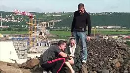 Young Blonde Cutie, Public Sex Gng Bang Threesome With 2 Guys With Big Dicks!