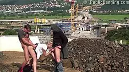 Young Blonde Cutie, Public Sex Gng Bang Threesome With 2 Guys With Big Dicks!