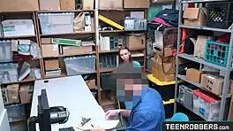 Redhead thief feels rough punishment in office