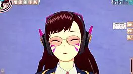 D.Va gets ridden and deepthroated in the room during a game parody fuck 😏