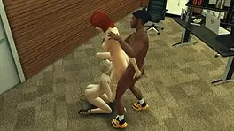 Redhead Takes on Massive Black Cock in Group