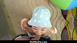 Perv stepbro wants tiny stepsister kimmy kimm to play with his balls! 😉