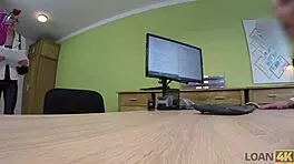 loan4k agent tells brunette babe, 'sex is your only way to save the job!'