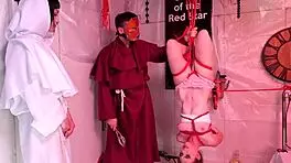 Bound submissive rides cock in bdsm bondage