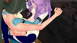 florina and lyn are having hot lesbian sex, with florina riding lyn's strapon in fire emblem hentai
