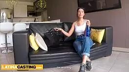 Tight Latina college student stretched in model audition