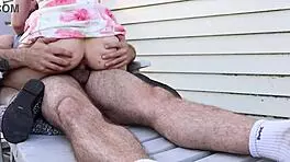 Stepsister Fucked Me Outside with Big Cumshot on Ass