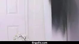 cute little step sister sucking and loving my cock on bed