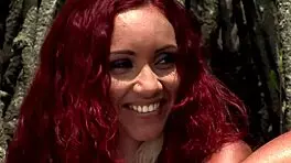 Sexy Redhead Teen Rides Big Cock Cowgirl at Beach to Cum