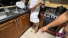 Hot Madrastra MILF Fucks Hijastro In Kitchen With Steamy Conversation