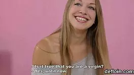 innocent nympho stretches her trimmed pussy and gets deflowered