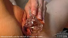 Wow! Teen Blonde Sarah's Pussy Gaped with Speculum in Closeup