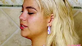 adorable blonde took a shower, but i swear i didn’t mean to peek at her on sofa...