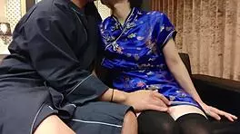 Amateur POV with Chinese dress girl for blowjob and sex