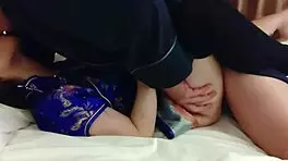 Amateur POV with Chinese dress girl for blowjob and sex