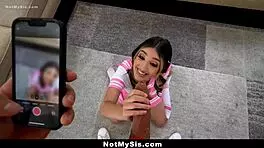 Tiny Cutie Stepsister Convinces Big Stepsister To Join Her