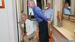 Blonde teen bathes old man in shower for cumshot. She finishes with a happy ending handjob.