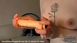 fresh 19yo adriana strip tease with dildo on sofa