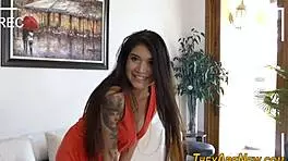 Teen asian first timer with tattoo gets banged by monster cock in pov hd