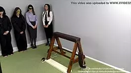 Beautiful young ladies get caned hard in the garage 😩