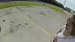 banging huge titty broke teen in public parking lot group