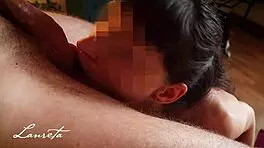 Amateur lanreta gives slow no-hands blowjob and swallows big load