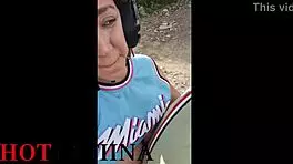 in medellin, this latina milf is masturbating on a motorcycle in public, bent over with big ass