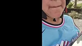 in medellin, this latina milf is masturbating on a motorcycle in public, bent over with big ass