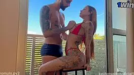 We were heading to the pool, but he wanted to fuck me on the balcony. Romulo Pontess