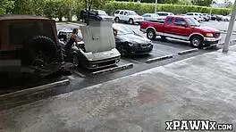 Handsome babe bangs to sell junk car in pawnshop