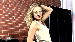 Little Blonde Pornstar Ivana Sugar Performs Striptease with Clothes Ripped Off