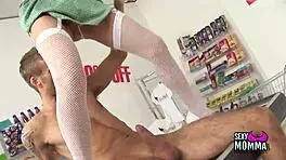 super sexy blondie getting her cunt ripped apart in a store