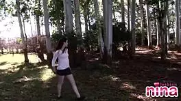 Solo Teen 18+ Lesbian Fingers Her Wet Pussy Outdoors